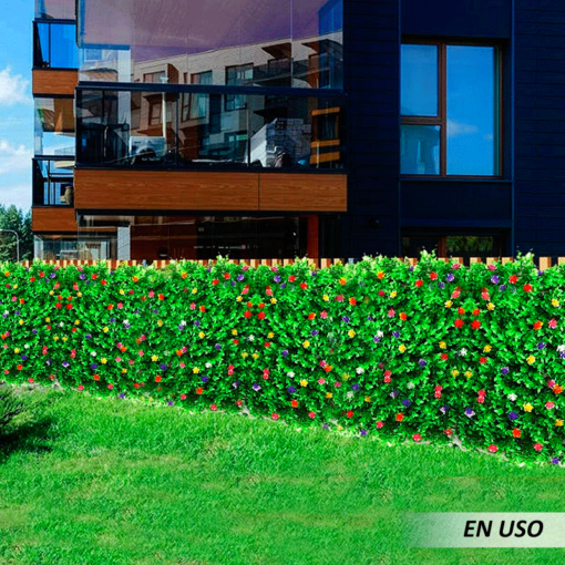 Césped decorativo artificial con flores - Imagen 3